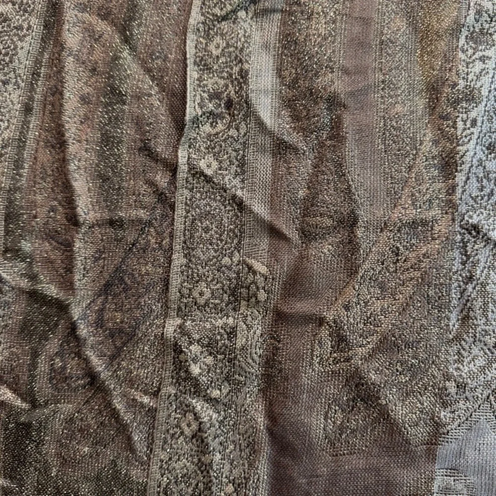 Collection Eighteen Paisley Pashmina Scarf Metallic Gold Brown Fringe Wrap Shawl